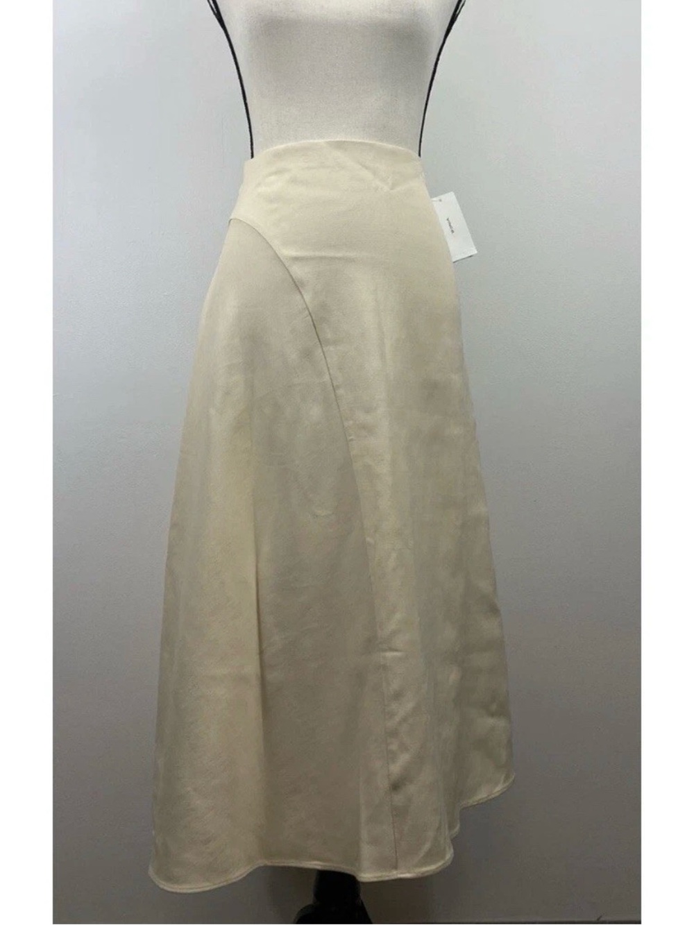 Cream Mid Rise structured  Midi Skirt